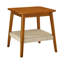 Table d'appoint de style Mid-Century de 23 po avec tablette tissée, table d'appoint Boho avec rangement, tables de chevet, petite table d'appoint pour canapé de salon, bureau à domicile