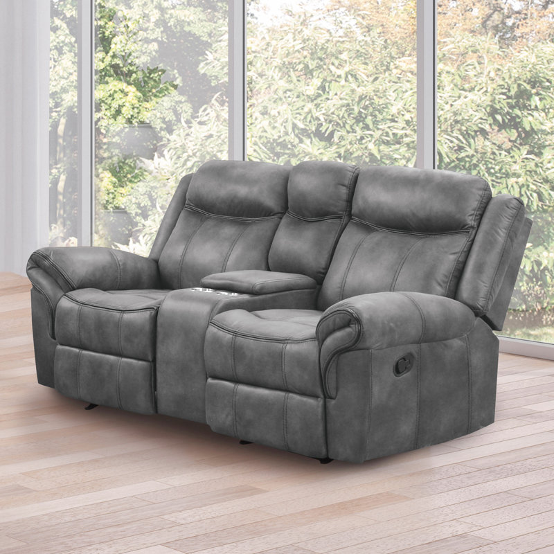 Caenas 79'' Upholstered Manual Glider Reclining Loveseat, Silver