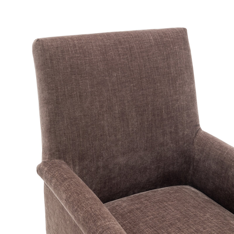 Chaise avec accoudoirs rembourrée Betti, Brun