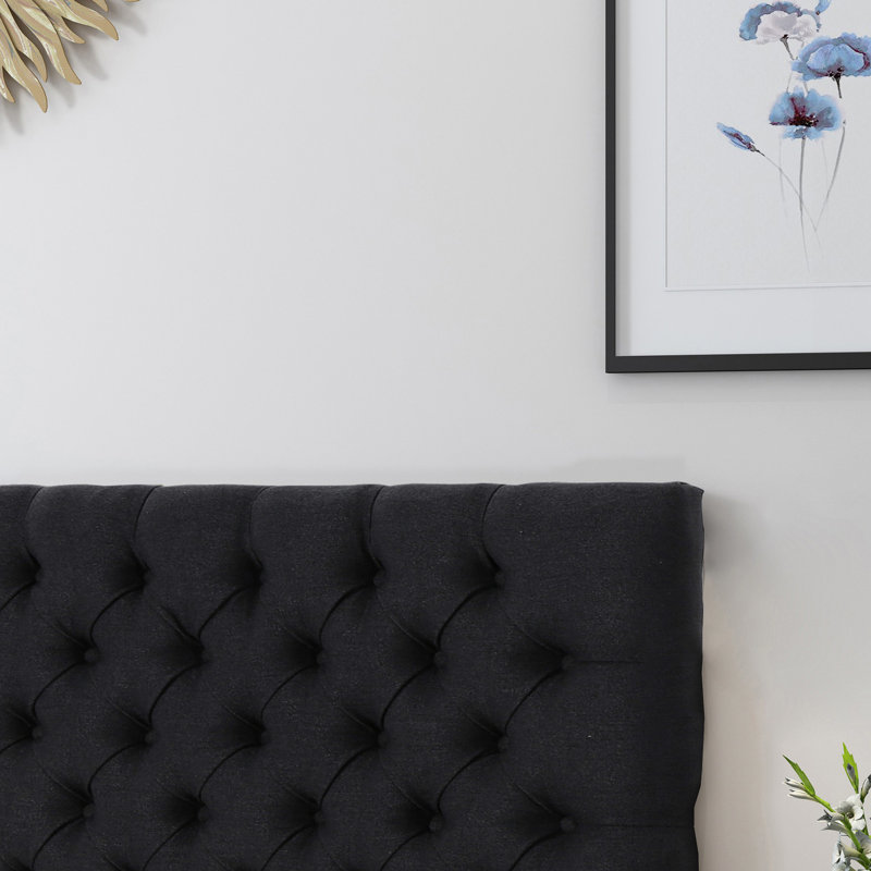 Upholstered Headboard In Charcoal Grey For Queen Bed, Modern Taste Bed Upholstery, Stylish Ambience, Charcoal 
