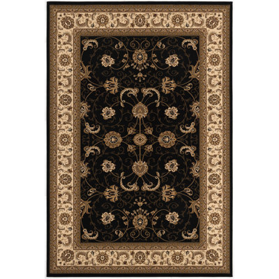 Rug Branch Yasmin 10' x 13' (9'9" x 13'3") Black/Beige Persian Medallion Indoor Area Rug, Traditional, Low Pile, Stain-Resistant Carpet - Living Room, Bedroom, Dining Room, and Kitchen