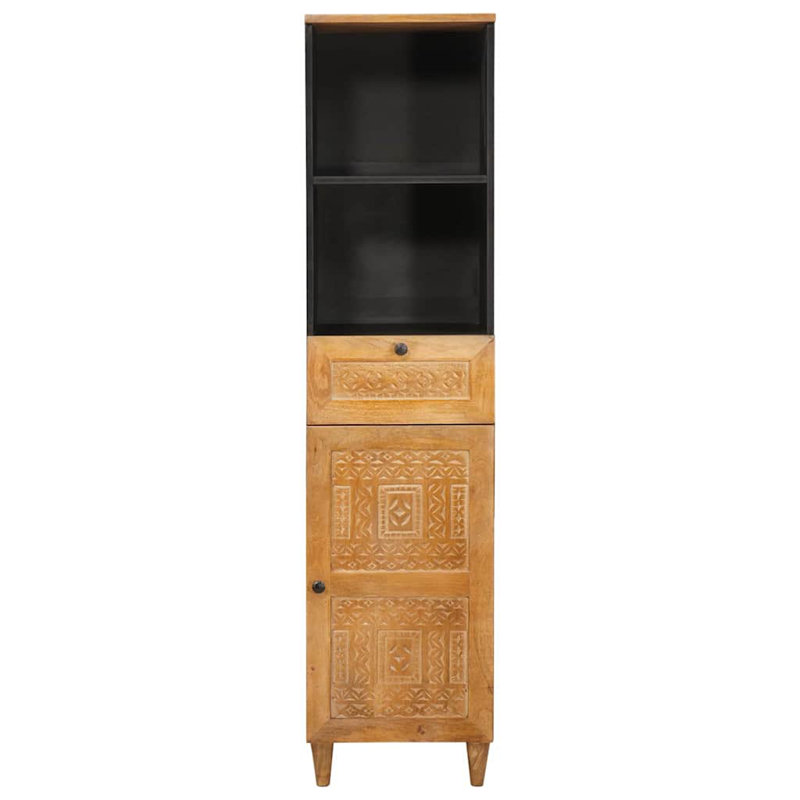 Solid Wood Bathroom Cabinet, Light Brown