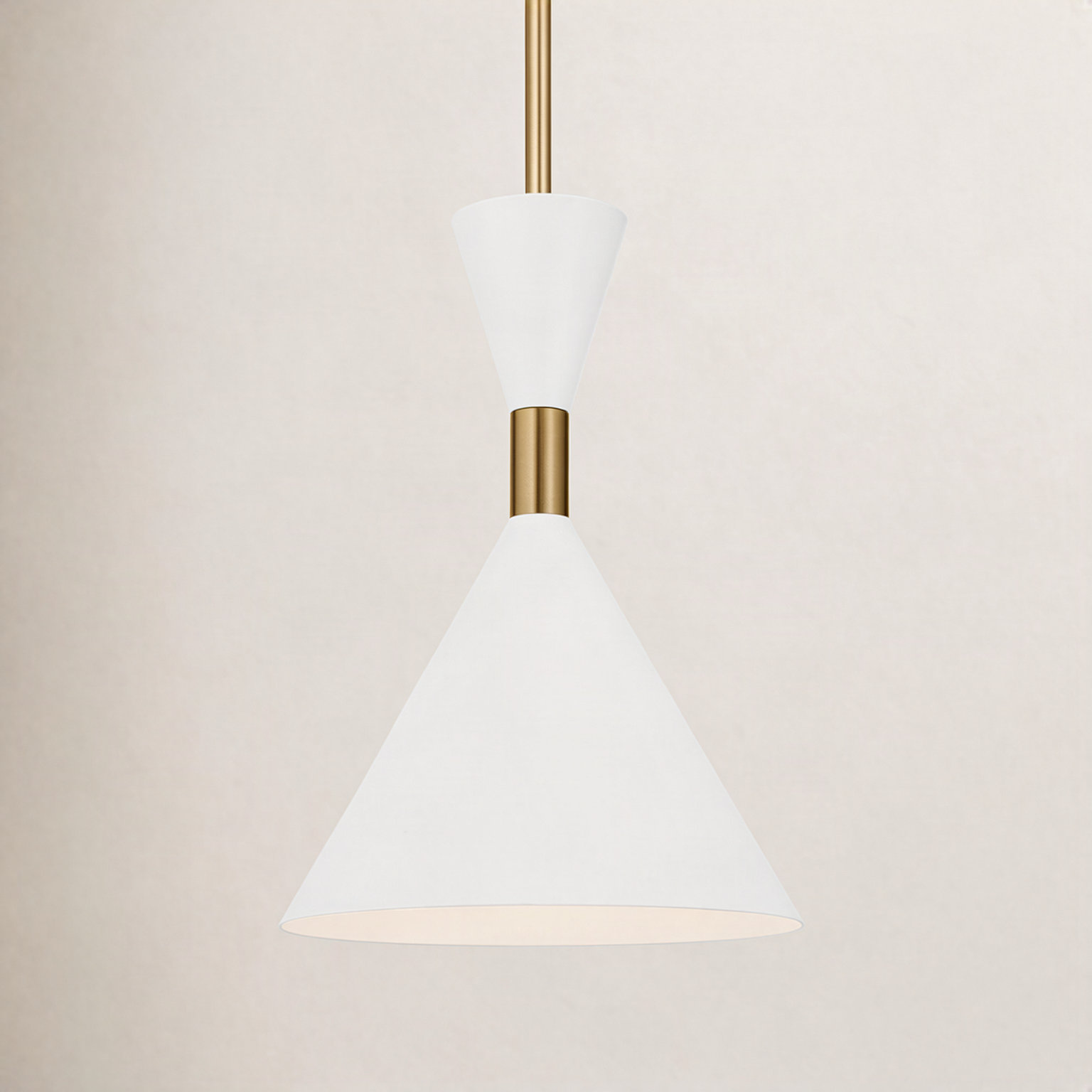 Dimmable Single Light Pendant, 14" H x 10" W x 10" D, Burnished Brass