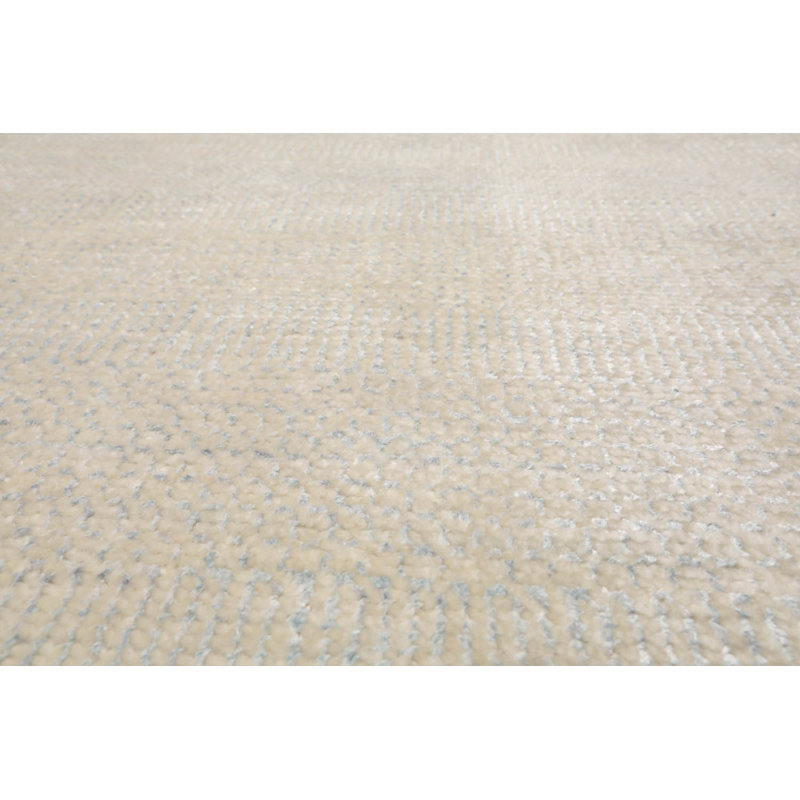 Tapis beige noué à la main, Rectangle 10 pi x 14 pi