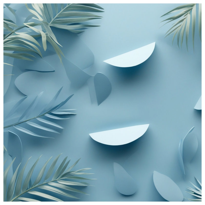 Blue Palm Leaves Blankets, 50in W x 60in H