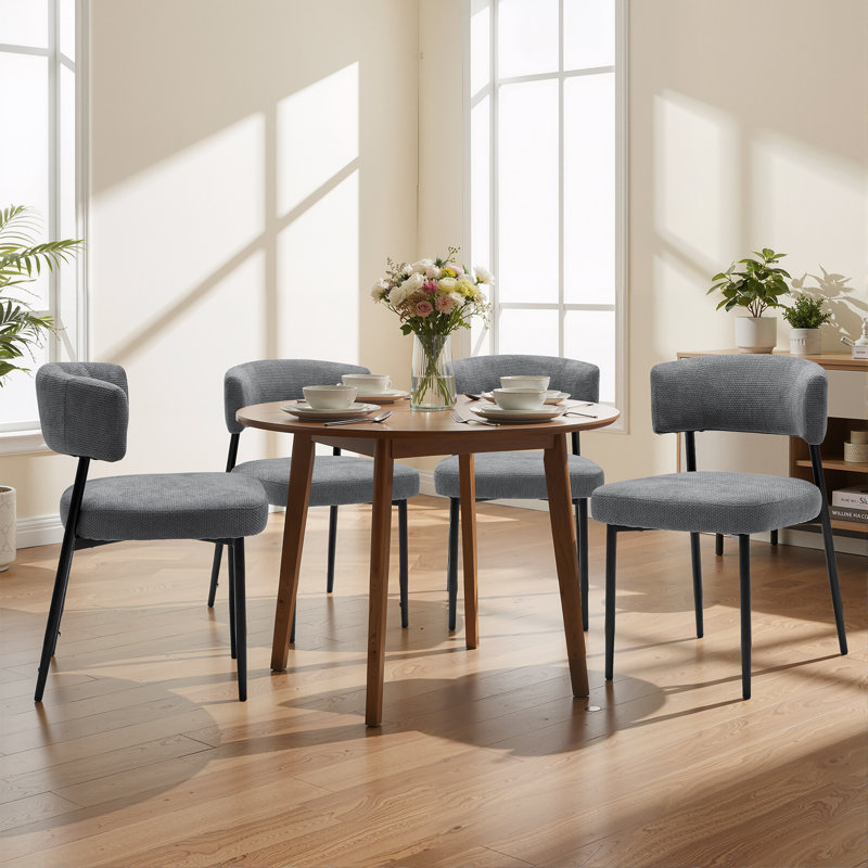 Chaises de salle à manger Ilhan, Tissu gris