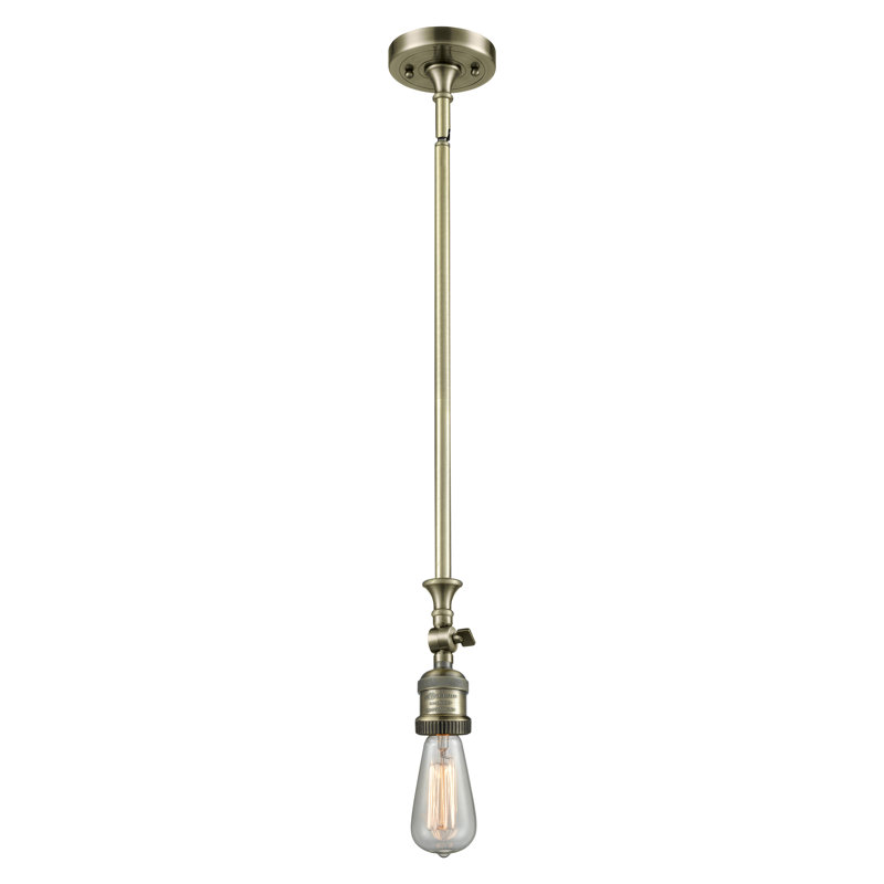 Baptiste 1 - Light Single Pendant, Matte White, 6 Watt Vinage LED Bulb, Antique Brass