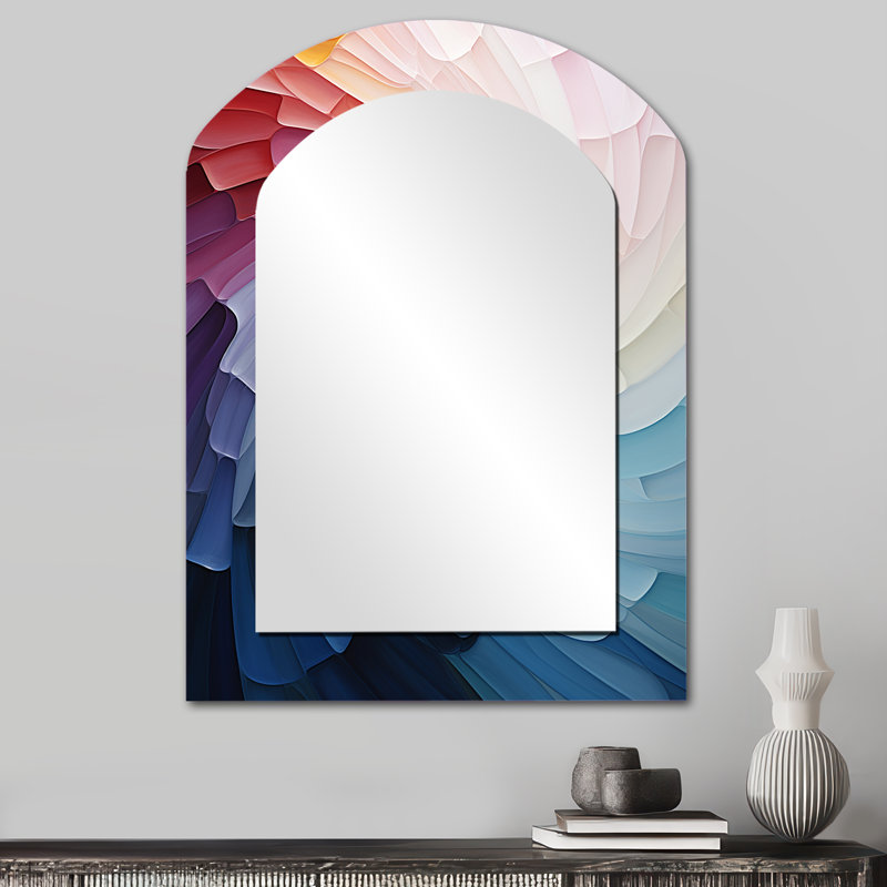 Arc-en-ciel coloré de simplicité - miroir mural décoratif asymétrique arc-en-ciel, miroir arqué traditionnel, impression d'art en métal