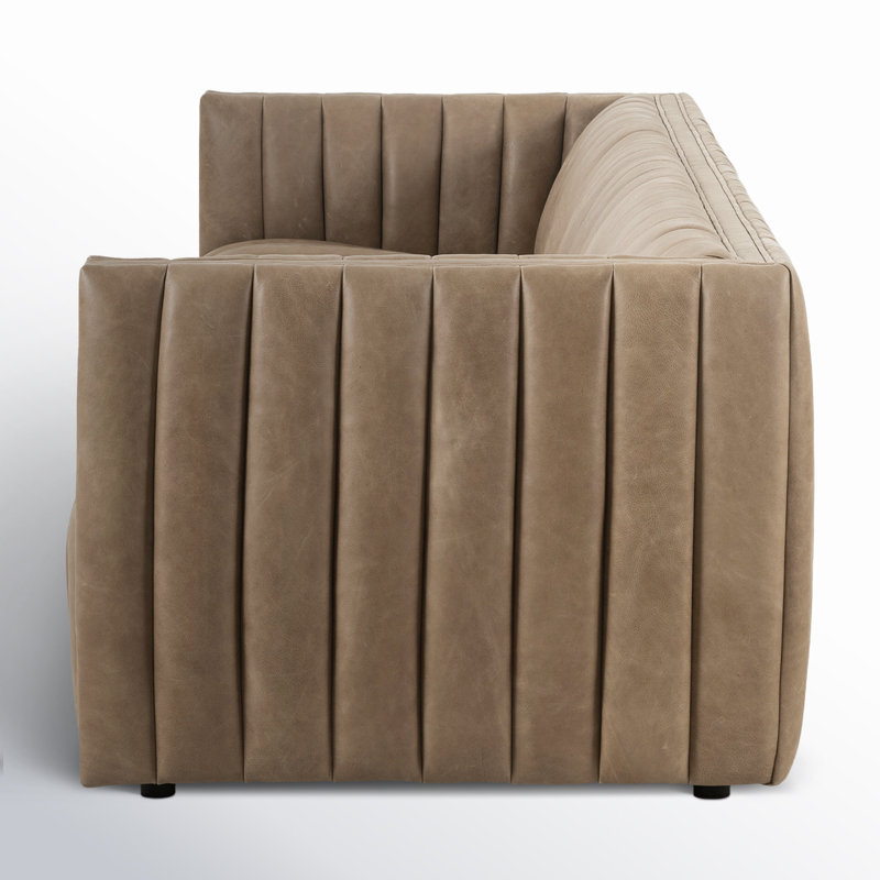 Augustine 97" Sofa, Palermo Drift Genuine Leather, 26.5" H x 97" W x 35" D
