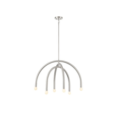 Lustre 6 lumières Meridian en nickel brossé