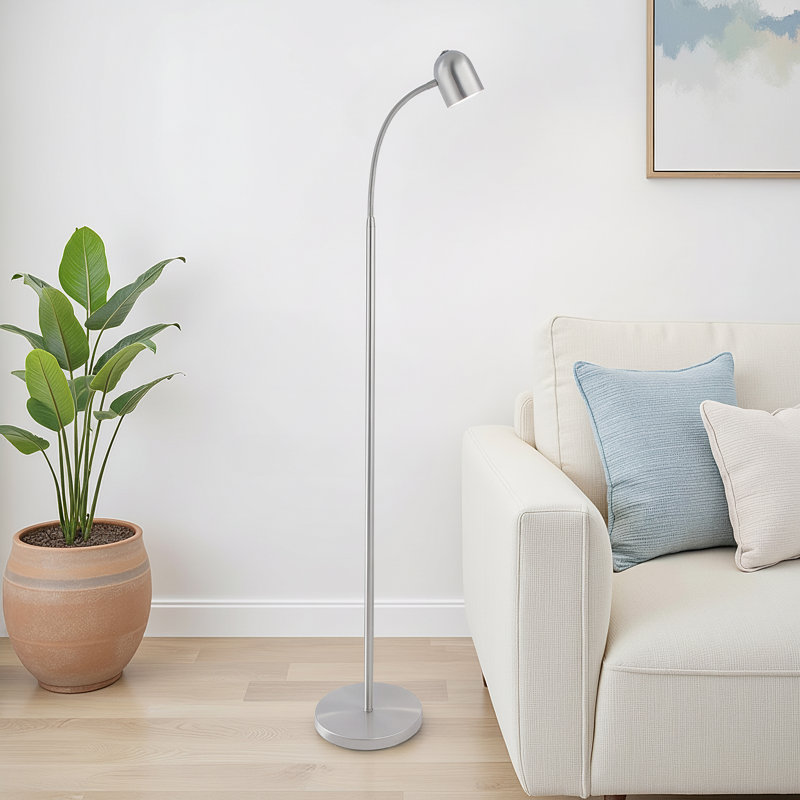 Lampe sur pied à DEL 51 po Girardi, Nickel brossé
