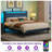 Platform Bed with Upholstered Headboard ,Bed Frame with LED lights and Charging Station-446560709-446560729
