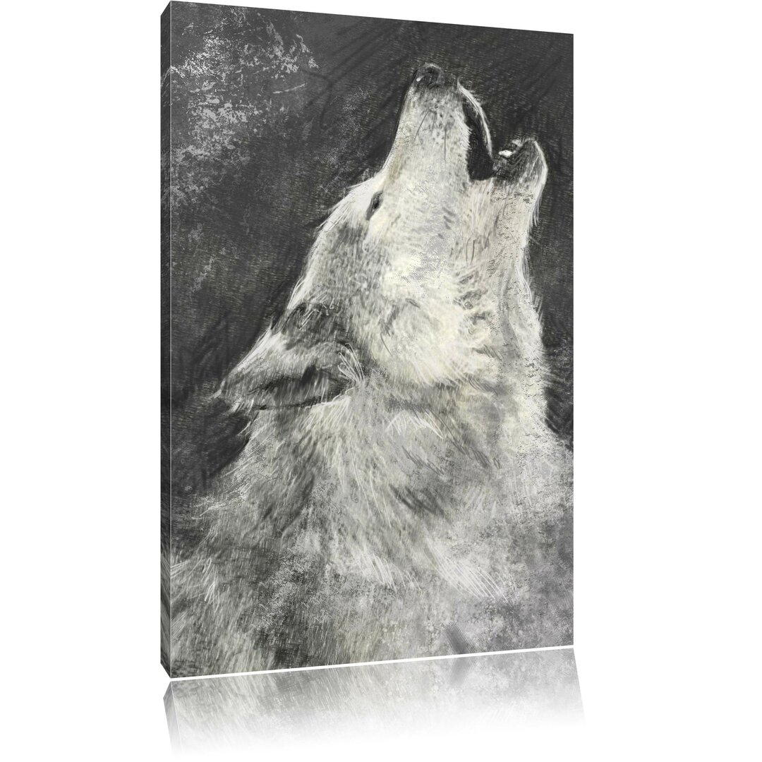 Leinwandbild Heulender Wolf Kunst