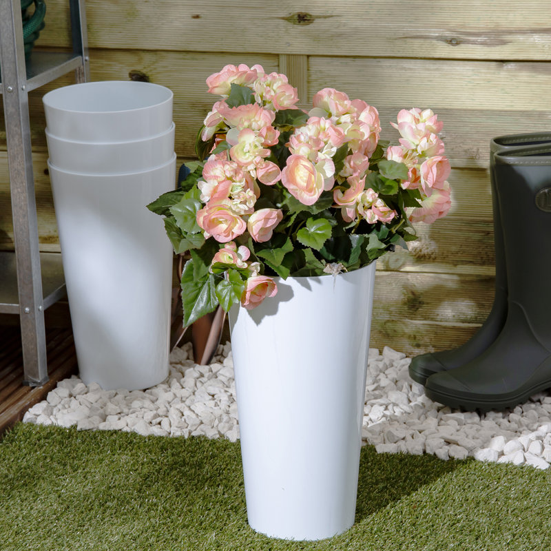 Wham Studio Round Planter Cover, White, 33cm H x 18cm W x 18cm D