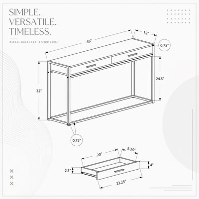 Console contemporaine étroite avec tiroirs de rangement, parfaite pour le vestibule et les petits espaces