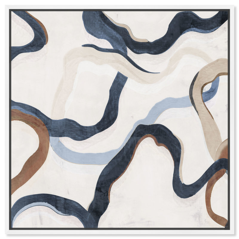 Sentiers de la vie III - peinture sur toile, Cadre blanc, H 31 po x l 31 po