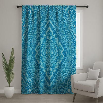 Blue Mandala Pattern Window Curtains, Mandala Sheer & Blockout Curtains - 1 Panel