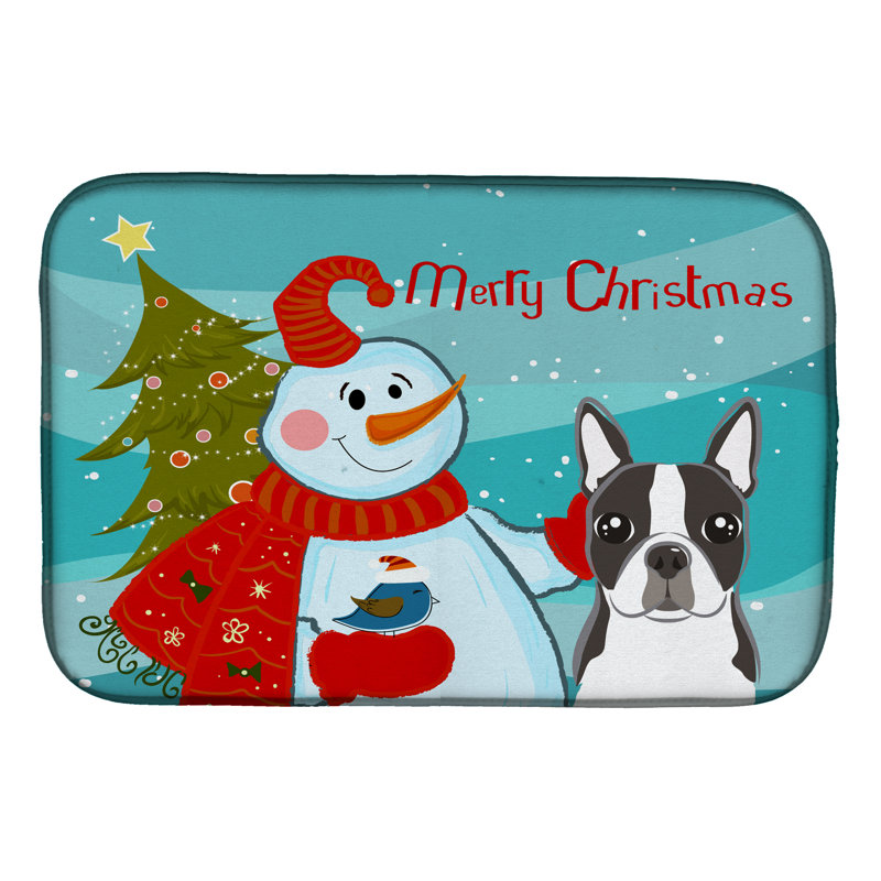 Tapis de séchage bonhomme de neige avec terrier boston