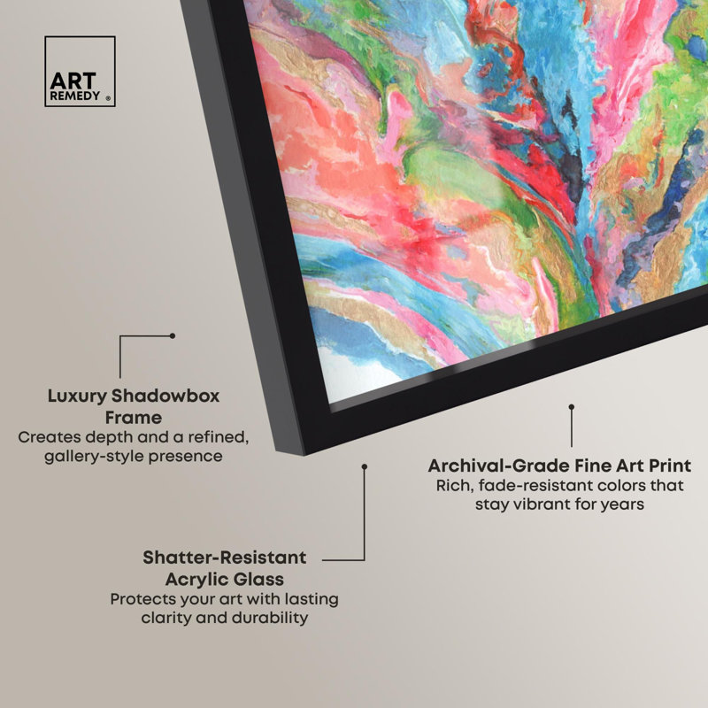 «Dare to Dream Shadowbox Print Summer» par Art Remedy, H 13 po x l 13 po, Noir