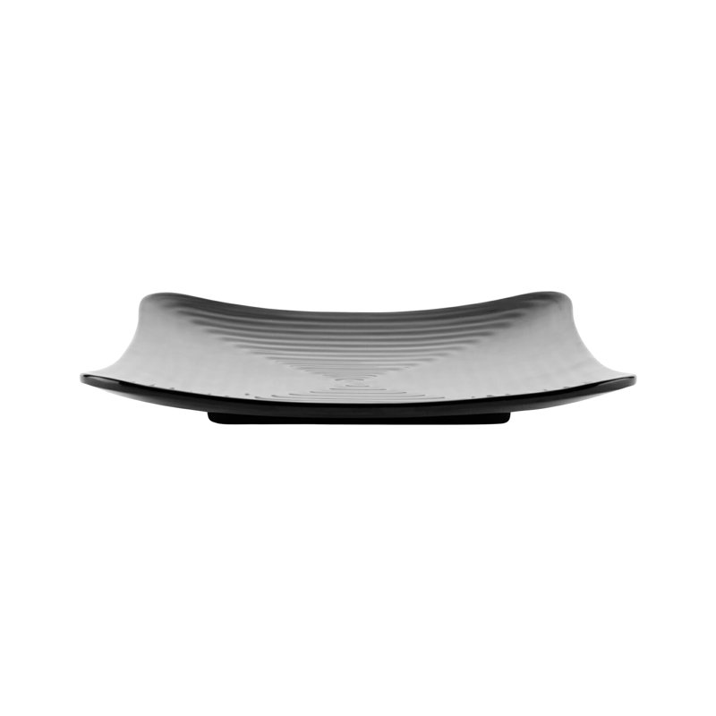 Assiette carrée texturée en mélamine 10,25 po GET, Noir