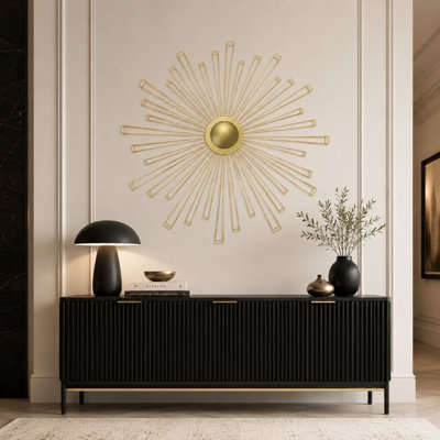 40" Modern Gold Sunburst Metal Wall Decor