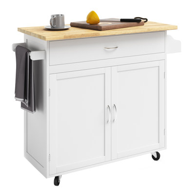 Kitchen Island With Spice Rack And Storage Cabinet - Rolling Cart With Drawers To Use As Coffee Bar, Microwave Stand, Or Storage by Ebern Designs