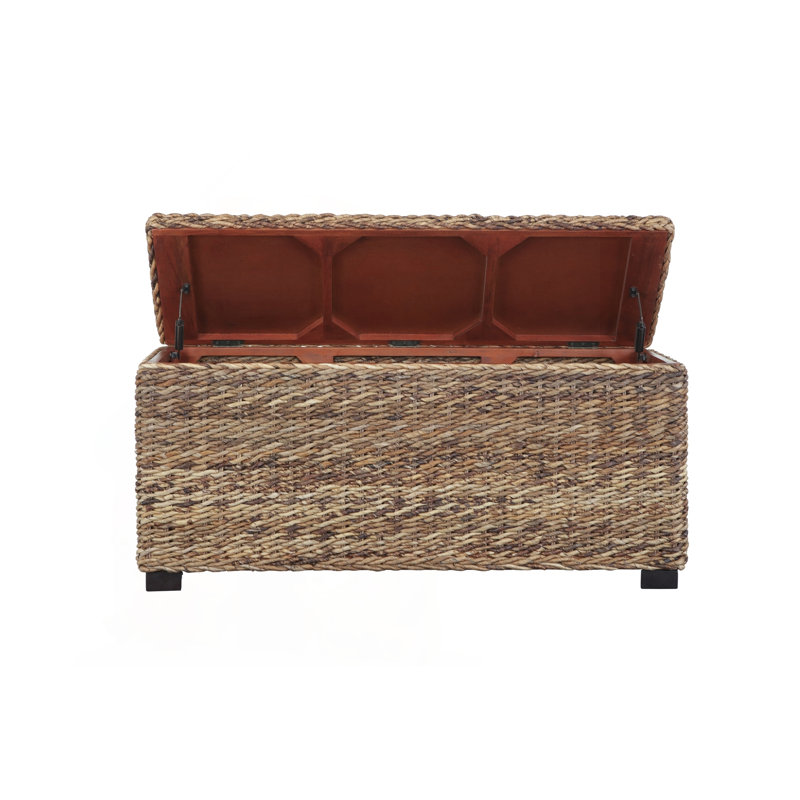 Coffre de rangement en feuille de bananier tissé à la main, 19 " H x 42 " L x 15 " D, Look naturel / rétro