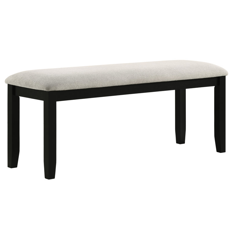 Black Gray Fabric Upholstered Bench For Munch - Solid Wood, Contemporary Look Kitchen Dining Area Upholstered, Wood