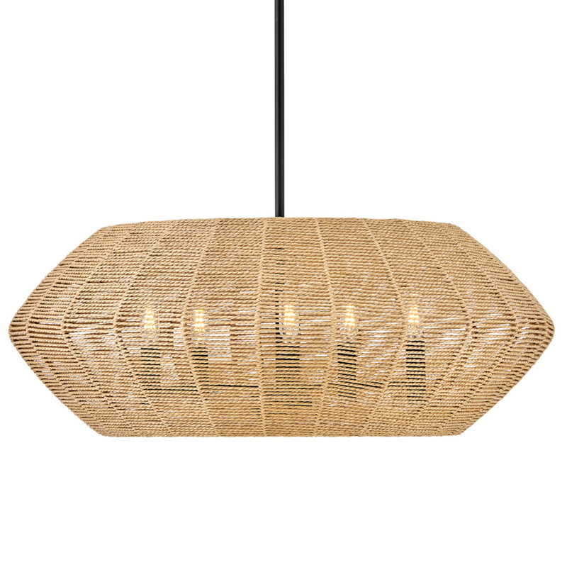 Lustre géométrique unique à 5 lumières Ariza, Noir / brun