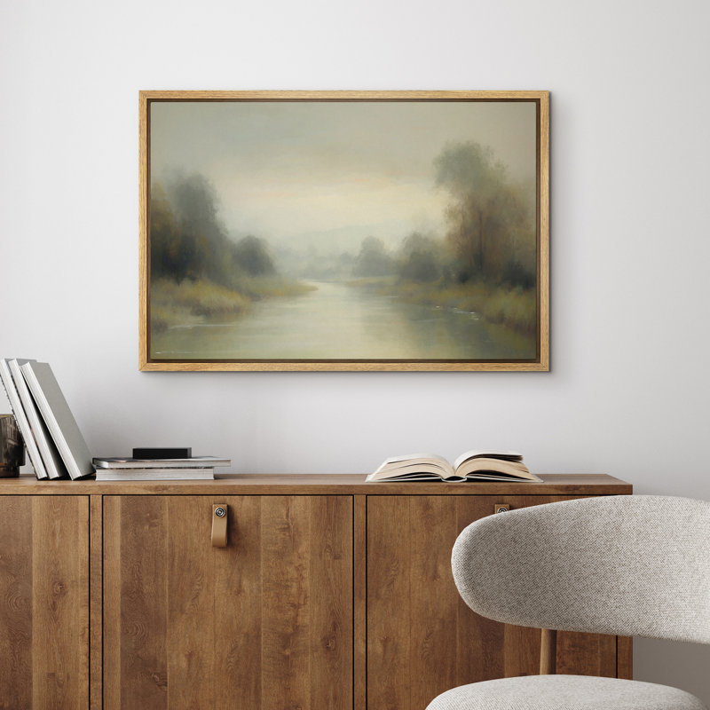 Reproduction d'art sur toile encadrée - paysage rétro, salon, décor de ferme moderne, H 24 po x l 36 po, Naturel