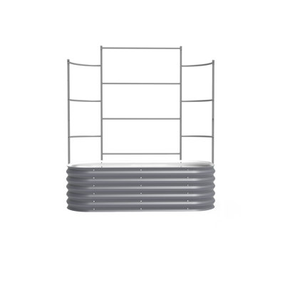 17" Tall 4 In 1 Modular Metal Outdoor Raised Garden Bed With Trellis