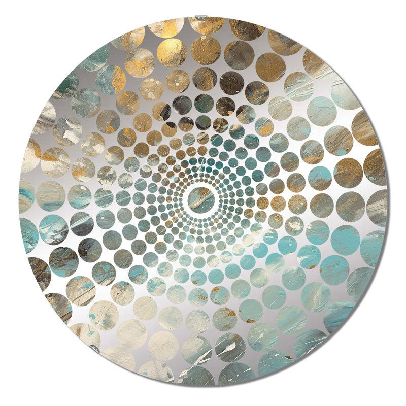 Golden Hour In Turquoise Waves I - Miroir décoratif cercles concentriques, 23,6 po x 23,6 po