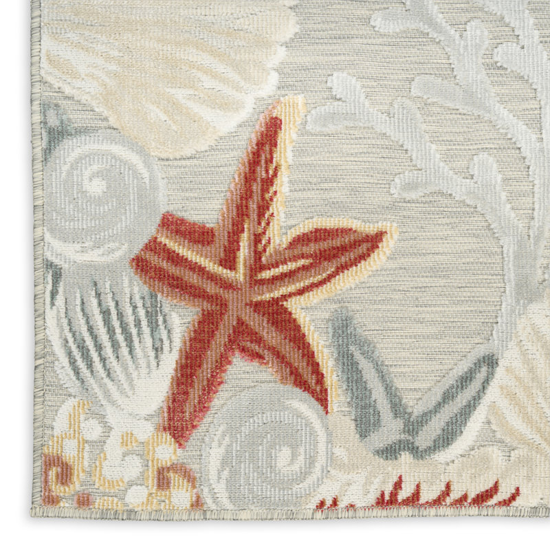  Suncoast 7'10" x 9'10" Grey Multicolor Coastal, Nautical & Beach Rug, Rectangle 7'10" x 9'10", Multicolor