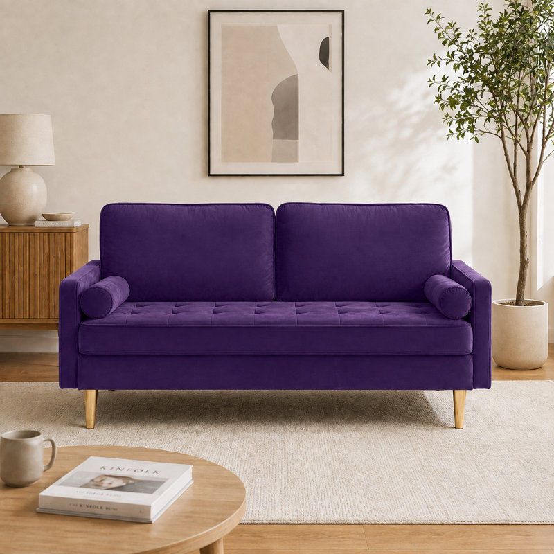 Moniet 66.9'' Velvet Loveseat, Purple