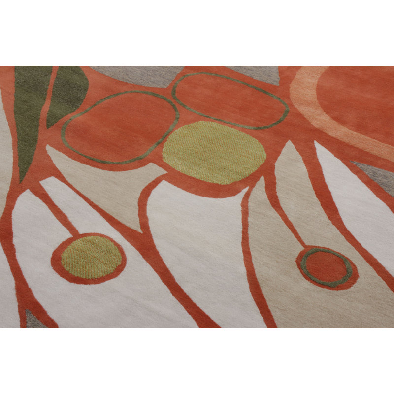 Hand Knotted Wool Geometric Area Rug, Rectangle 10' x 14'