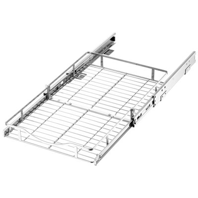 Organisateur de placard coulissant 35,7 cm (L) x 53,2 cm (P) en acier chromé, étagères coulissantes robustes pour placards bas, conçu pour l'organisation de la cuisine, de la salle de bain, du garde-manger et de la maison