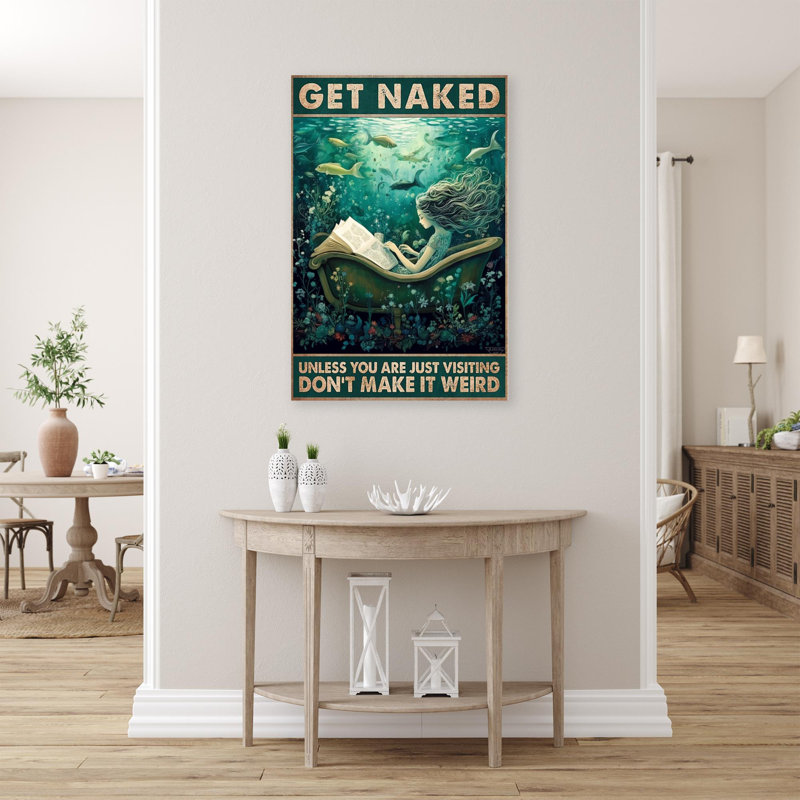«Mermaid In Bathaign Get Nu», reproduction d'art graphique sur toile tendue, H 36 po x l 24 po x P 1,25 po