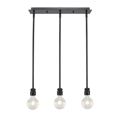 Luminaire suspendu linéaire 3 lumières Edge avec finition ampoule 4 ampoules DEL Edge
