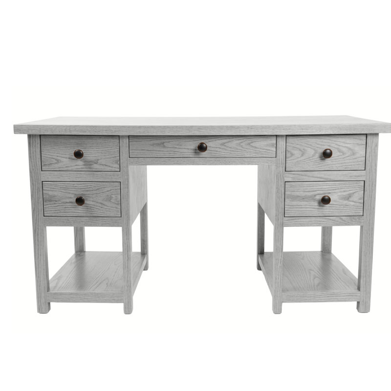 Bureau d'ordinateur en chêne massif Modern, Bright White