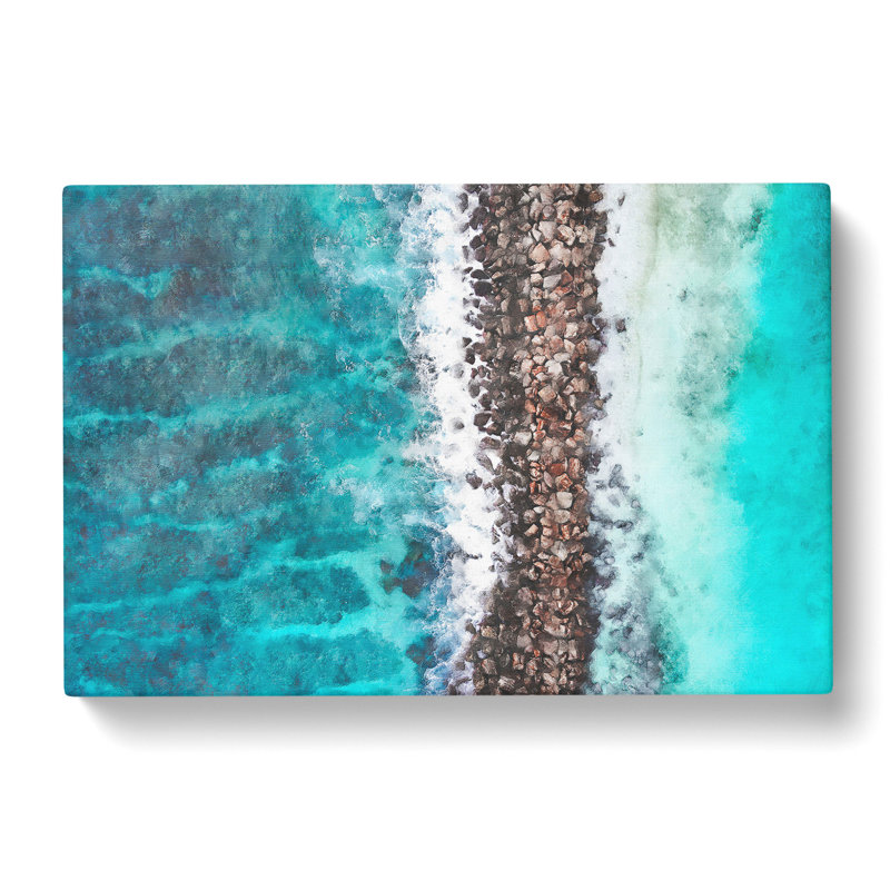 Beach Road Across The Ocean Painting - Wrapped Canvas, 35cm H x 50cm W x 3cm D