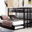 Lit superposé simple escamotable avec lit gigogne, peu encombrant pour les petites pièces, garde-corps, choix de position, structure en pin pour invités de nuit, liberté de placement sur toute la longueur, et-2126354995