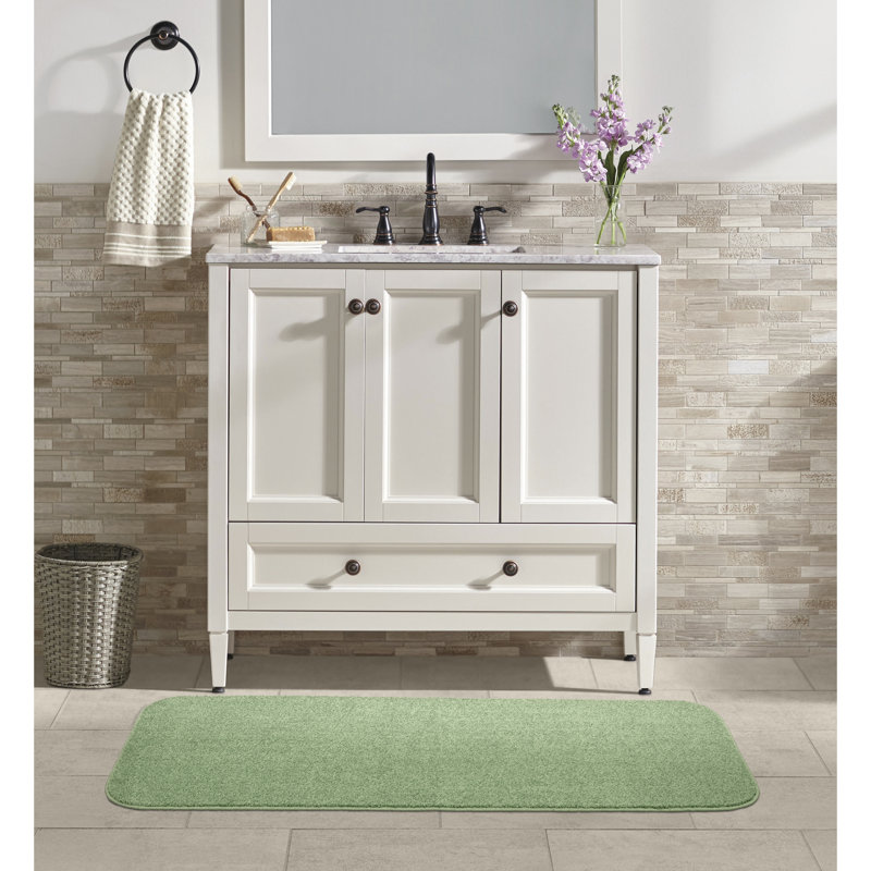 Monarrez Nylon Bath Rug with Non-Slip Backing, Single- 60" L x 22" W, Deep Fern