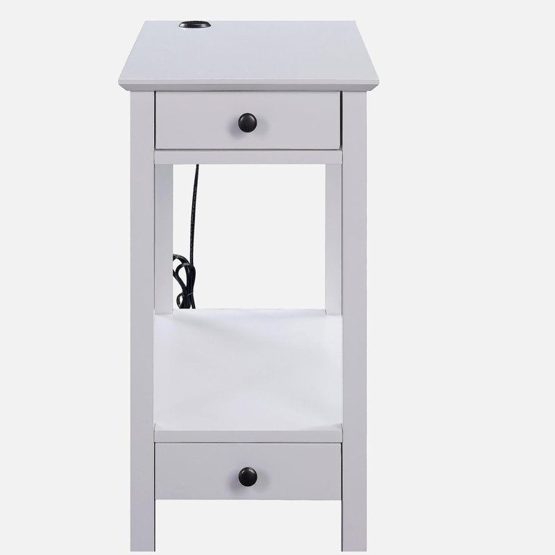 Table d'appoint blanche avec rangement USB