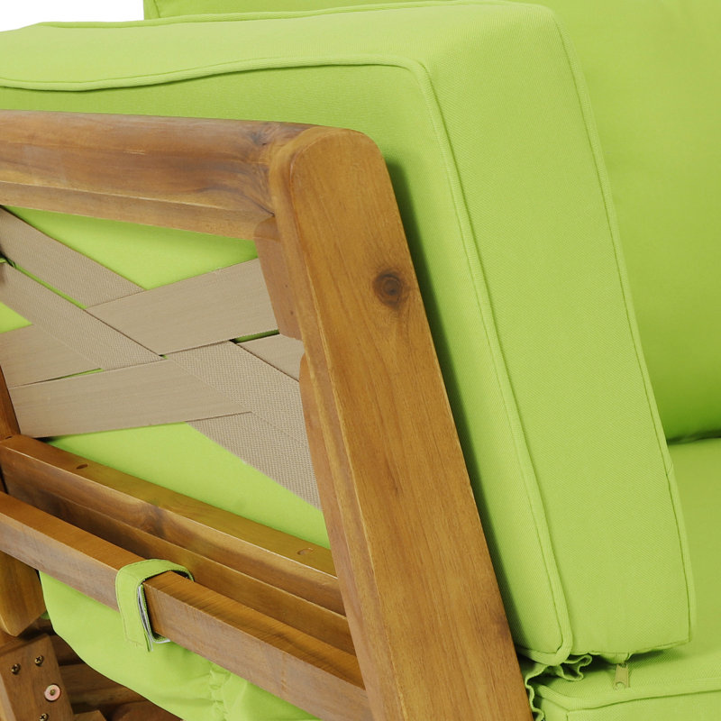 Lit de jour en bois avec ceinture et siège - l 64,13 po x H 26,77 po x P 31,22 po, Vert / teck