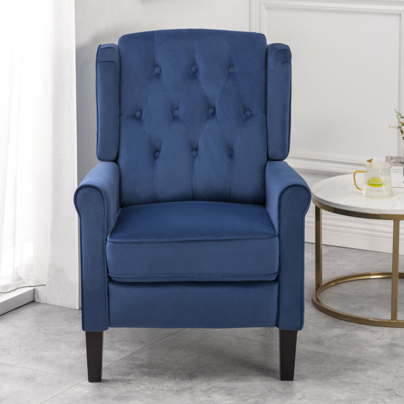 Coss 70cm Wide Velvet Wing Chair Recliner, Blue