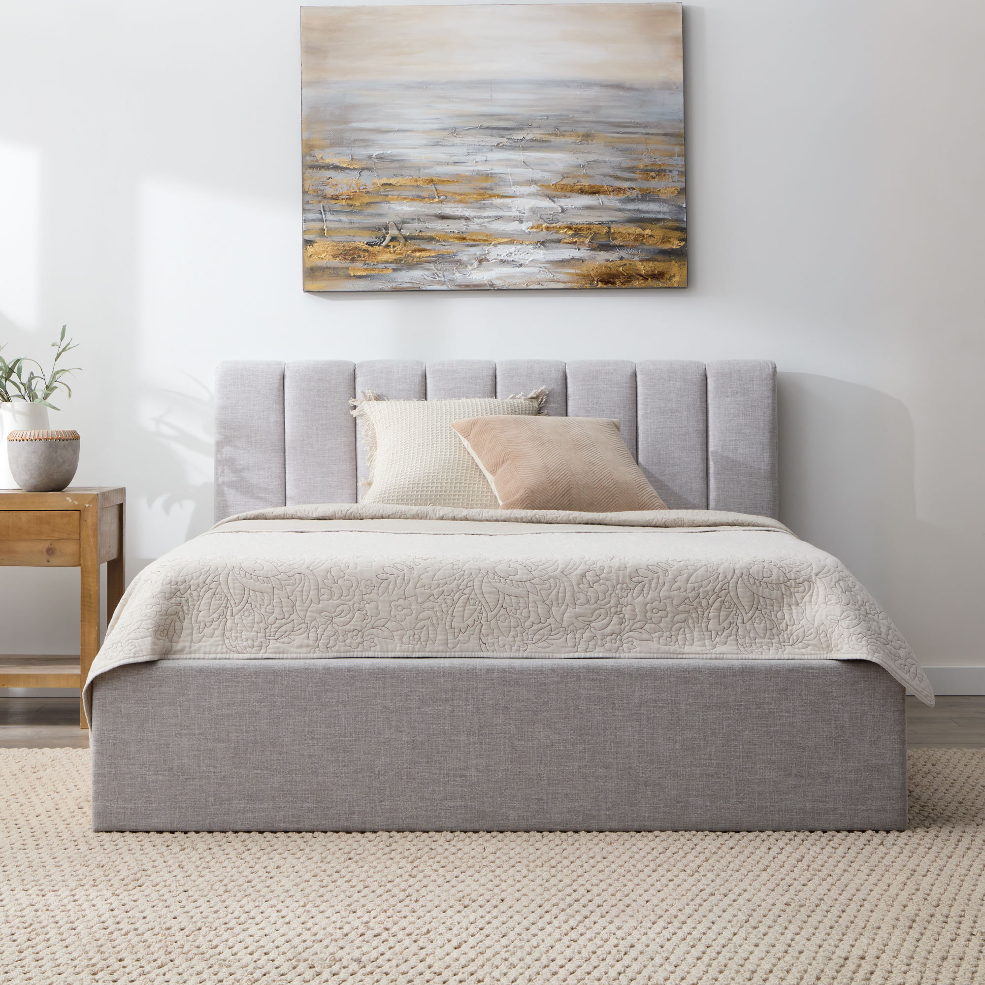 Delmar Upholstered Bed, Effie Gray Performance Linen, King