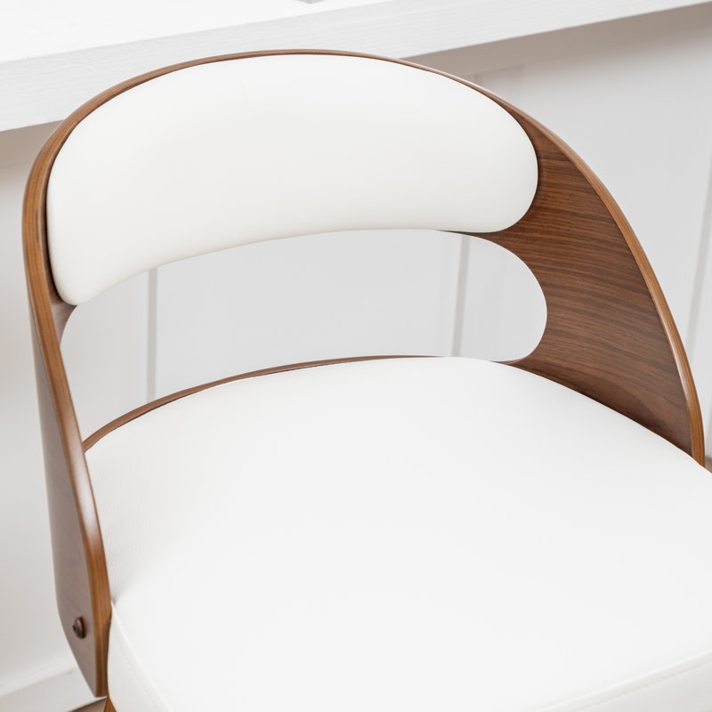 Swivel Upholstered Counter Stool, White, Bar Stool (29.9" Seat Height)