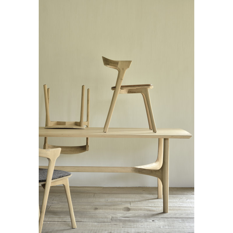 Bok Upholstered Dining Chair, Dark Brown Polyester Blend/Acrylic, Varnished Oak