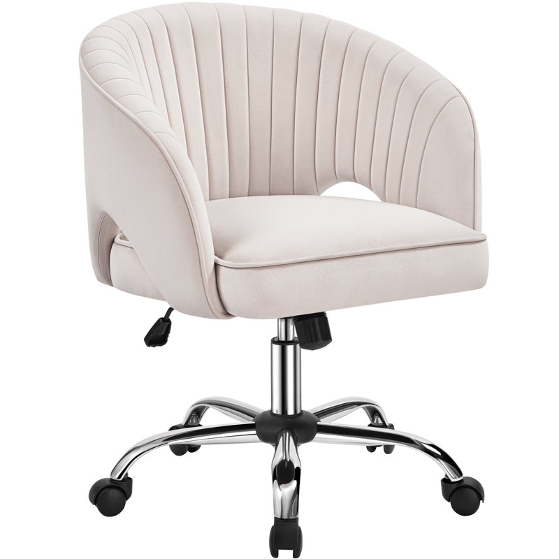 Eggers Home Office Chair with Tufted Barrel Back, Cream