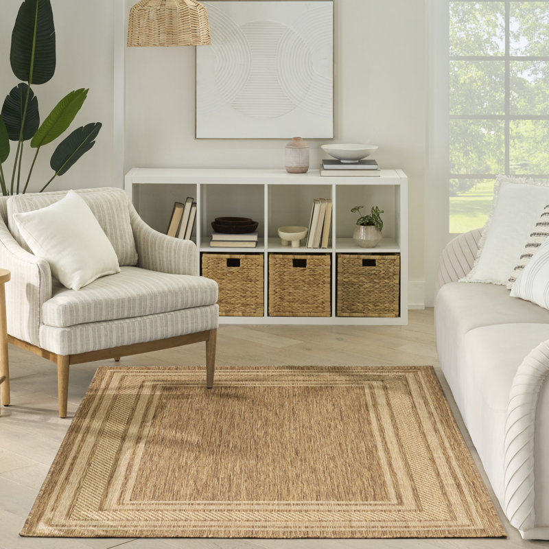 Tapis intérieur / extérieur moderne Horizon, Rectangle 5 pi x 7 pi, Naturel